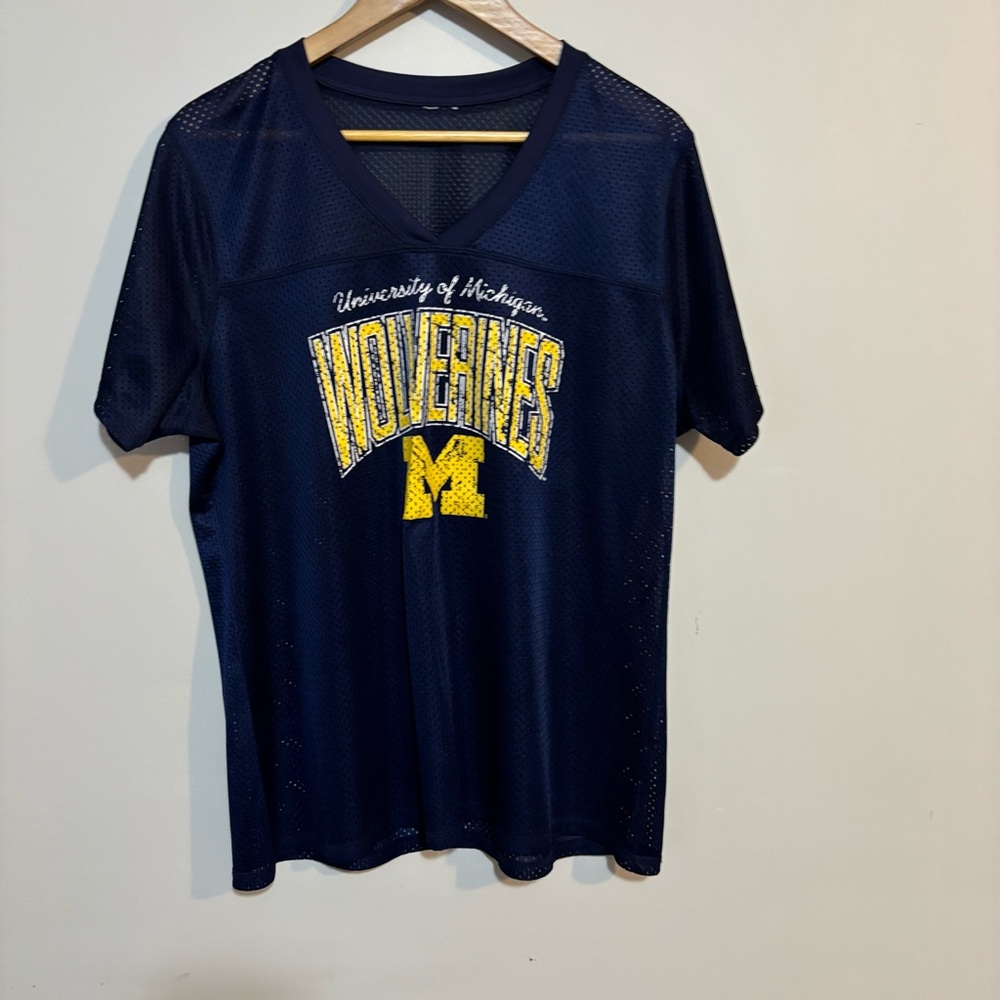 University of Michigan Wolverines Womens Mesh V-Neck Top